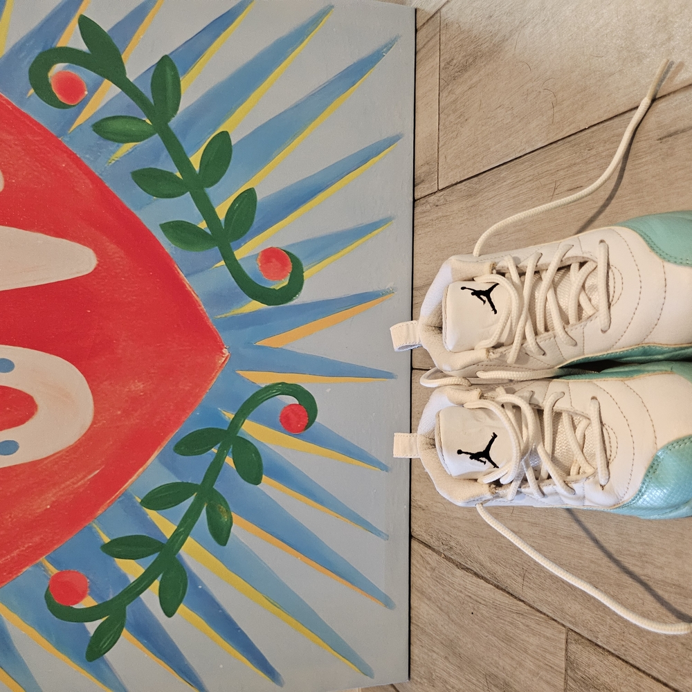 Kids White and Green Sneakers